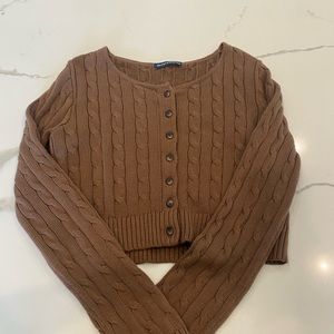 Brandy Melville brown long sleeve cropped shirt one size